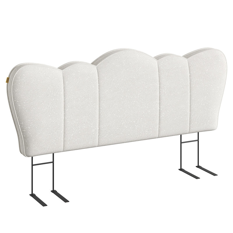 Fabric Upholstered Headboard Adjustable Height Modern Crown Bed Headboard For 8-14 Inch Mattress, Ivory, King