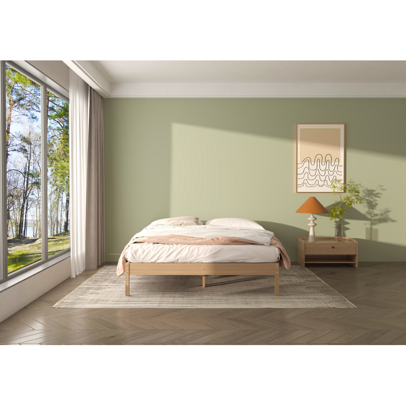 Moneeb Solid Wood Open-Frame Bed, Oak, Queen