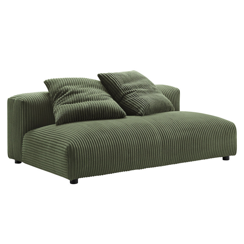 Canapé modulaire rembourré 2 pièces avec méridienne Solace, Velours fougère