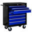 Chariot à outils multifonctionnel avec 7 roulettes - noir et bleu