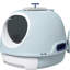 Bac à litière pour chat couvert, bleu - facile à nettoyer, plateau amovible attaché, option de porte avant, bac transportable avec couvercle, plateau de nettoyage pratique, fonction de contrôle des odeurs, poignées de transport