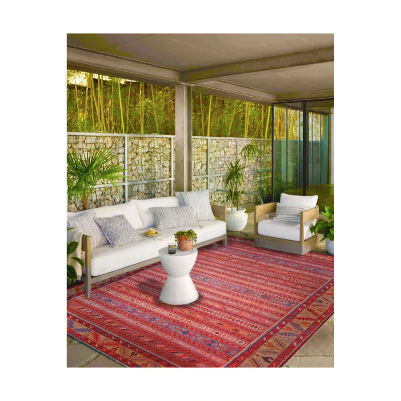 Tapis décoratif rouge et tapis lavable, Rectangle 5 pi 2 po x 7 pi 7 po