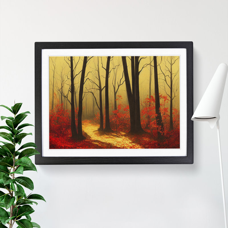 An Entrancing Autumn Forest - Framed Print, 25cm H x 34cm W x 2cm D, Black