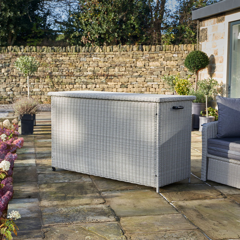 Rattan Storage Box, 96cm H x 172cm W x 67cm D, Stone Grey
