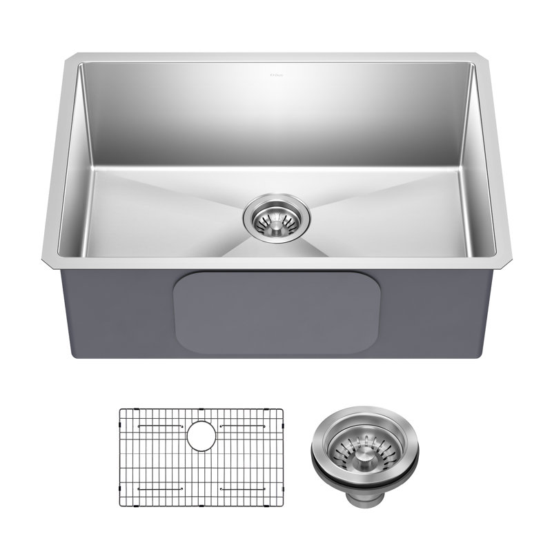 KRAUS Standart Pro Undermount 16 Gauge Stainless Steel Bar Kitchen Sink, Single Bowl, 10"H x 19"W x 28"L