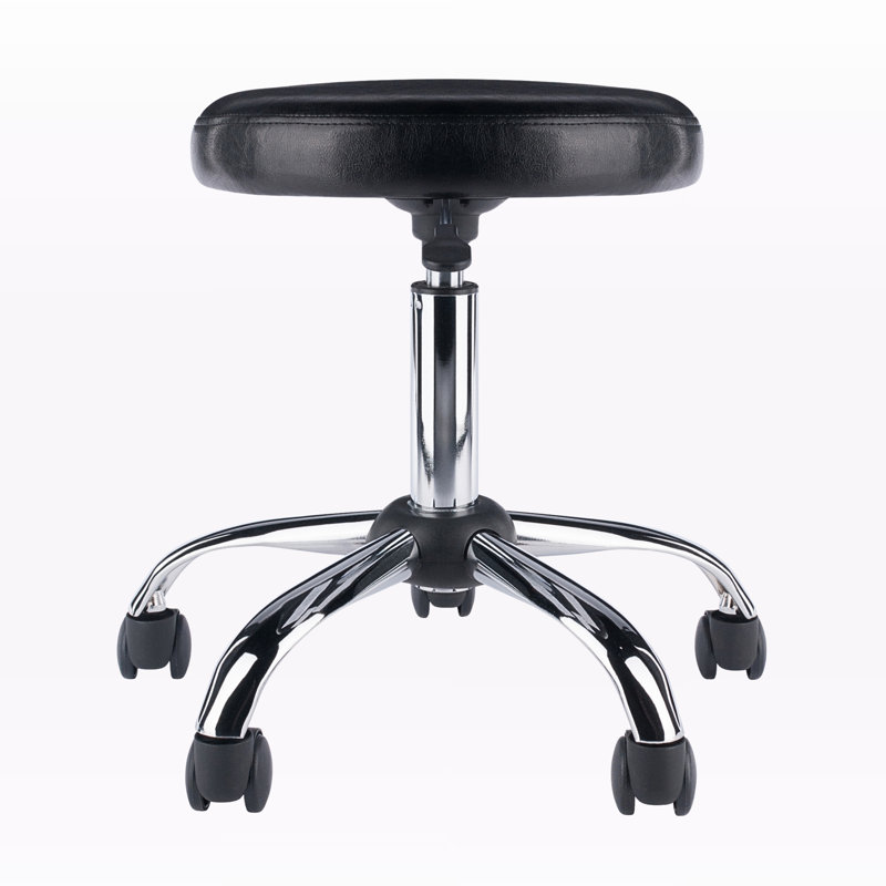 Alderwood Adjustable Swivel Stool in Black/Bright Chrome Finish, 22.32'' H X 21.97'' W X 21.97'' D