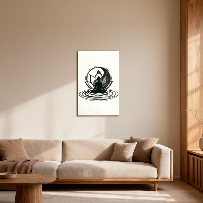 Abstrait, silhouette, méditation, lotus, H 18 po x l 12 po