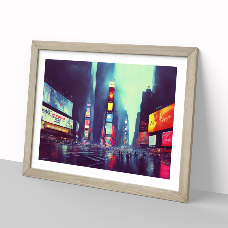 New York City Times Square Vol.3 - Single Picture Frame Print, 34cm H x 46cm W, Oak