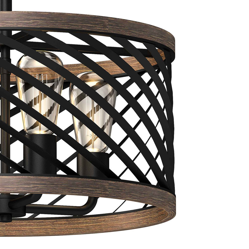 Dorse Oaks V4544 16"Wide Semi-Flush Ceiling Fixture in Walnut & Black