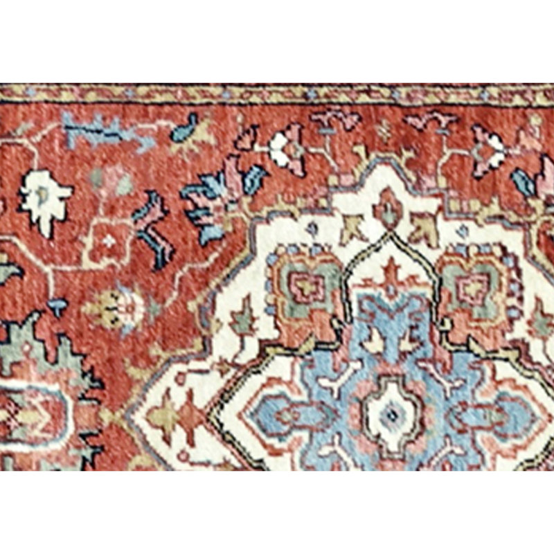 Hand Knotted Wool Area Rug in Red, Runner 2'6" x 10'