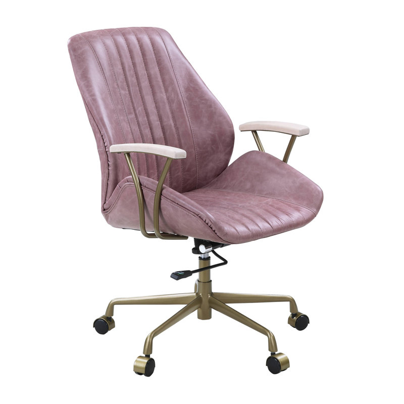 Hamilton Pink Top Grain Leather Office Chair, Pink