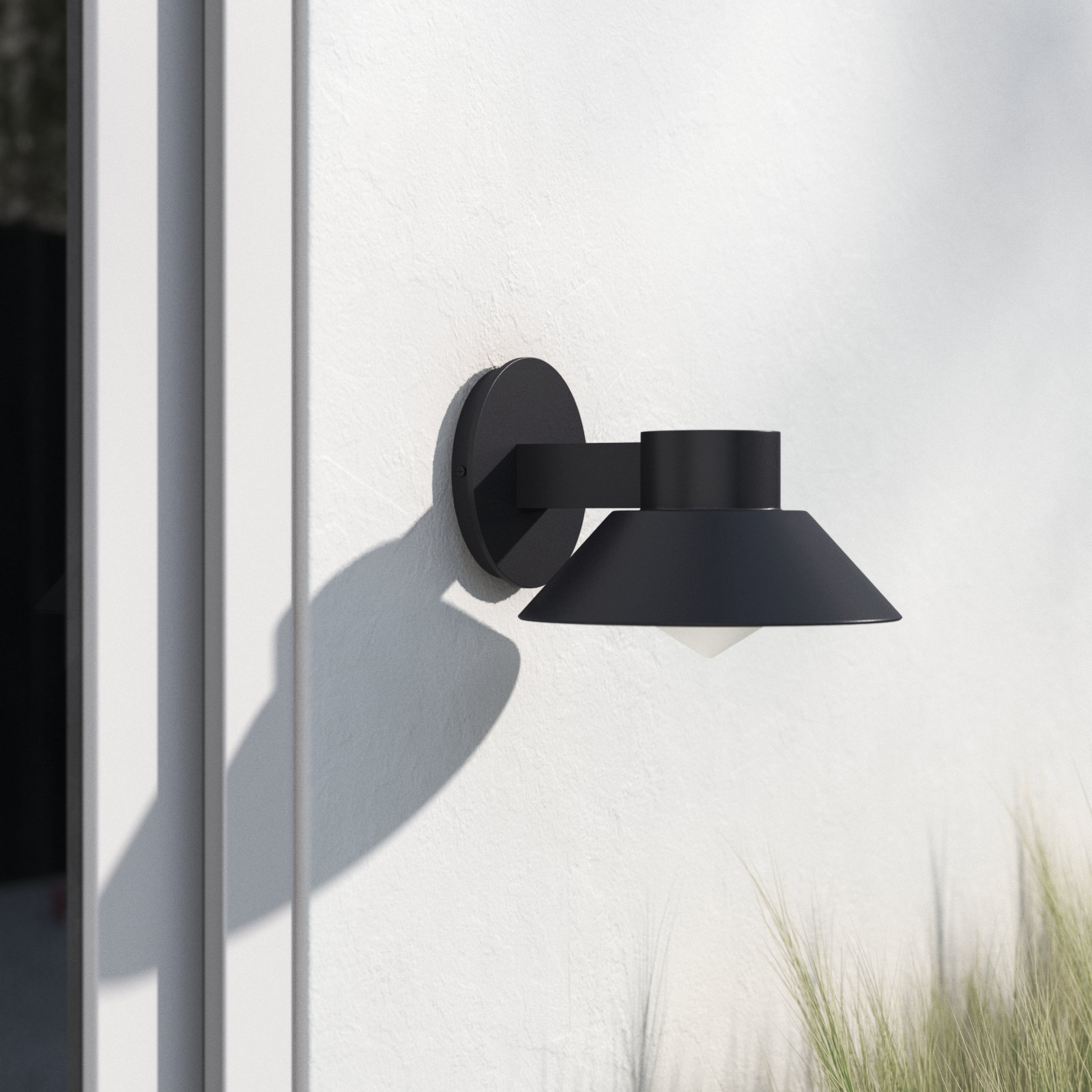Erikson LED Frosted Outdoor Armed Sconce, Black, 8'' H x 10" W x 11" D
