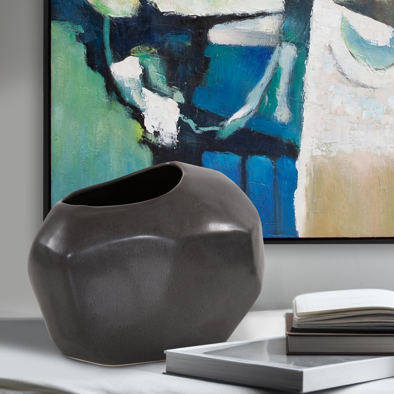 Vase Alamo gris, H 5,25 po x l 6,5 po x P 5,5 po