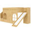 Lit simple mezzanine pour enfants avec glissade, escalier de rangement, garde-robe, portes et fenêtres décoratives, naturel-133338935-133338936