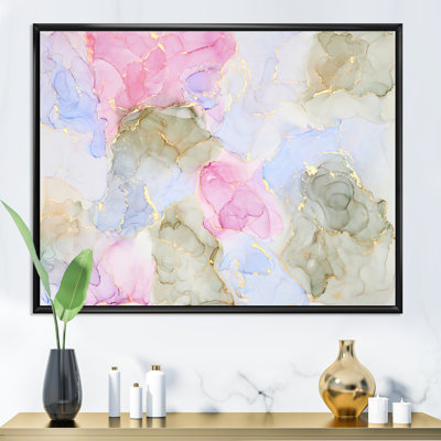 Mauve et bleu, luxe abstrait, fluide VI - peinture sur toile