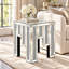 Table d'appoint Cr écrasée Diamond - Table d'appoint en miroir et table de canapé pour le décor du salon, table de chevet argentée incrustée de cristal avec plateau en verre pour la chambre à coucher