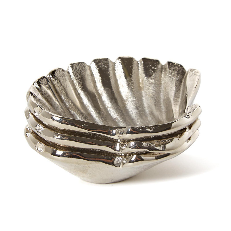 Ensemble de 3 assiettes en forme de coquille de palourde en argent recyclé de 4 po