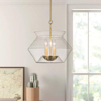 Mineola 3-Light Sculptural Clear Glass Pot Pendant