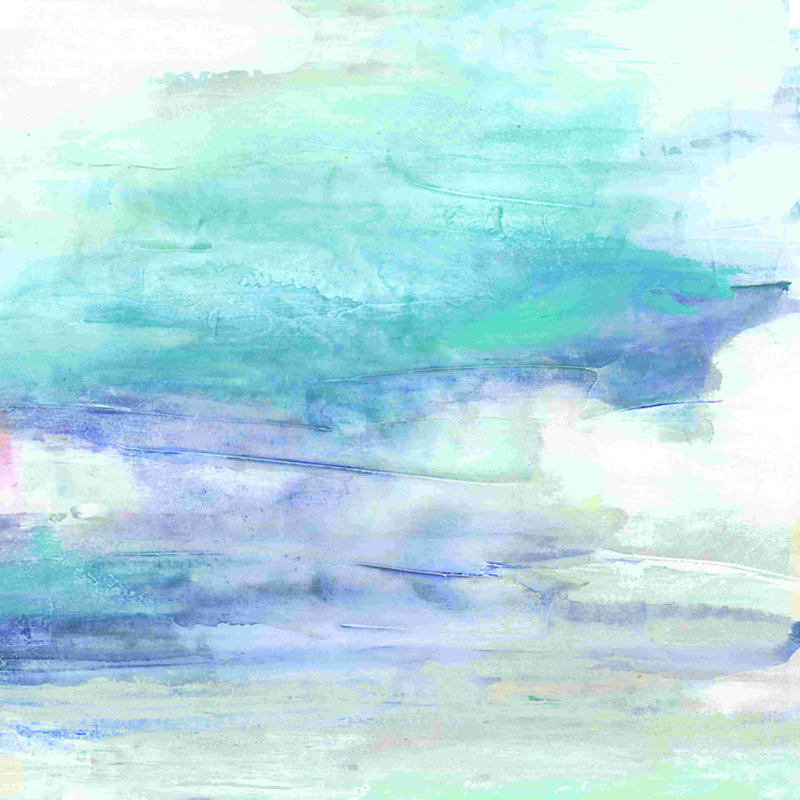Aquarelle bleu et bleu ciel - peinture sur toile tendue, H 36 po x l 36 po