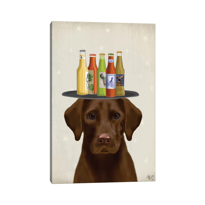Labrador Labrador Beer Beer Lover par Fab Funky - impression sur toile tendue, H 40 po x l 26 po x P 1,5 po