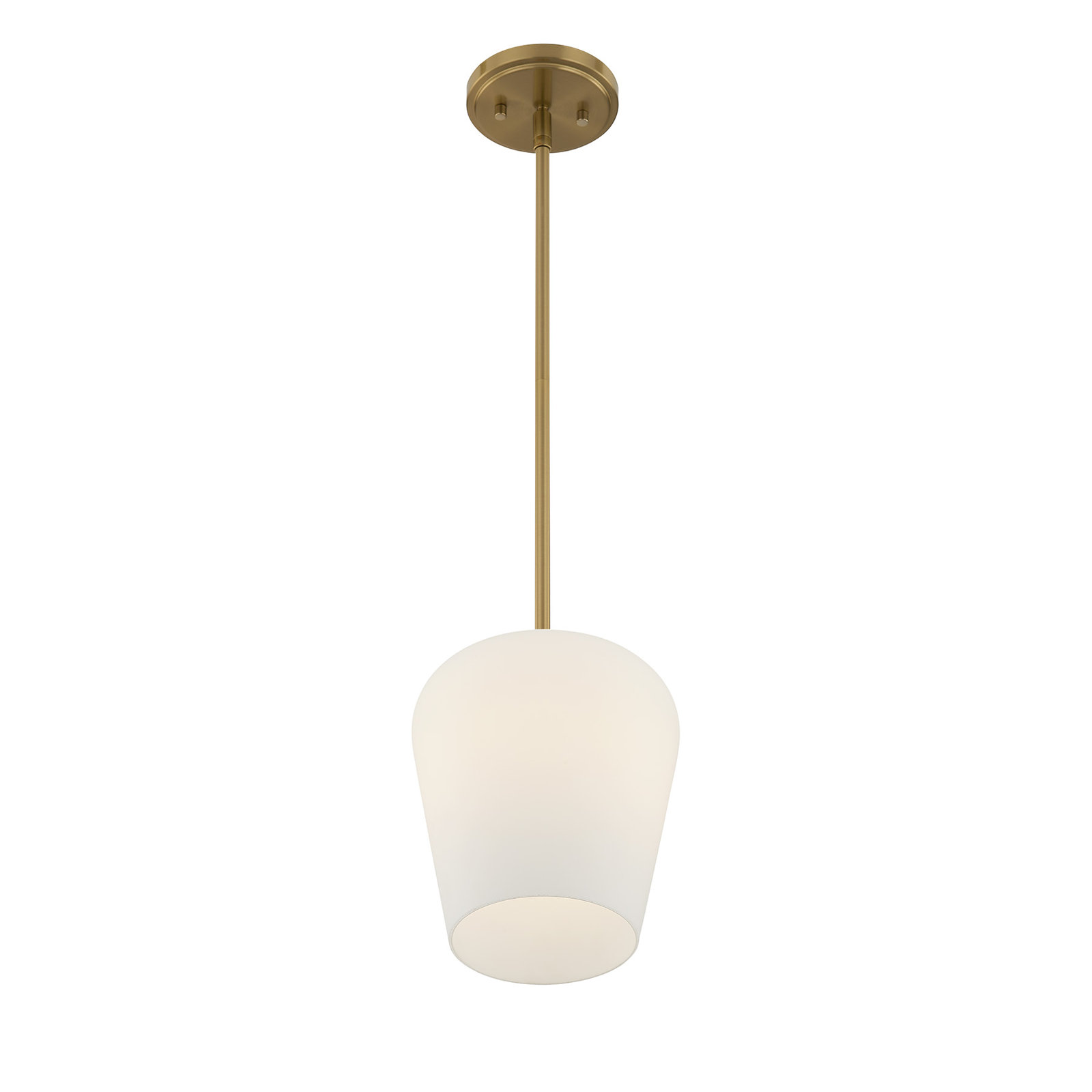 Breena Single Light Glass Dimmable Pendant, Warm Brass, White