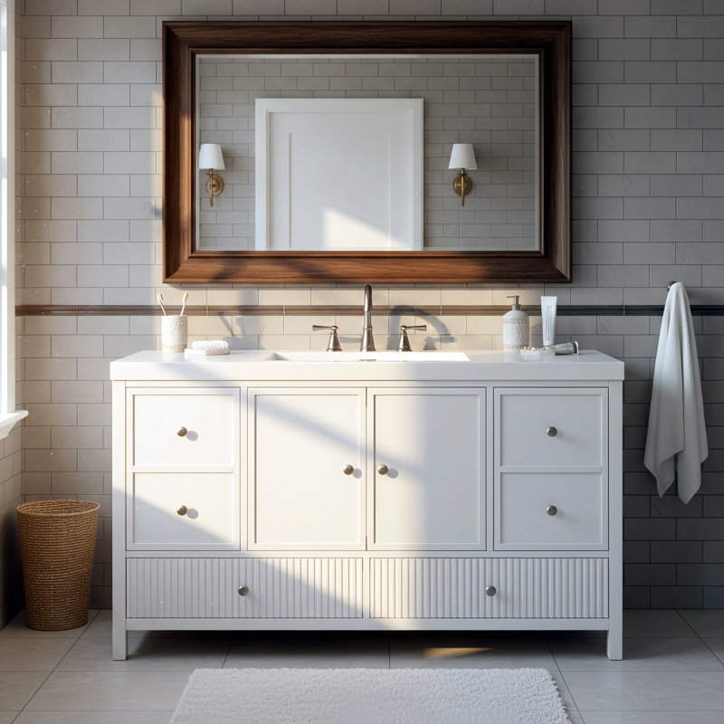 Meuble-lavabo de salle de bain avec lavabo séparé, Blanc