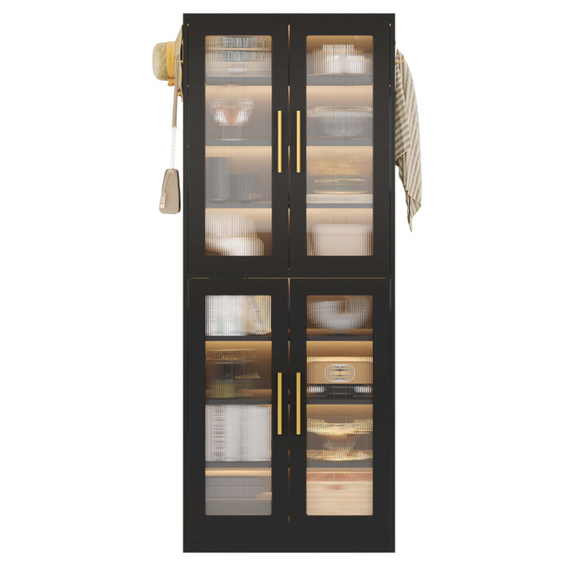 Bibliothèque de 67 pouces de hauteur avec éclairage DEL et 8 tablettes réglables, idéale pour le rangement moderne et la présentation dans n'importe quelle pièce