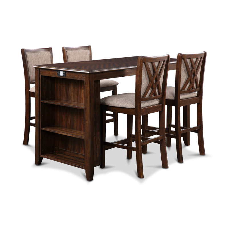 Josiha 5 - Piece Solid Wood Dining Set, Cherry Brown, 41" H x 17.13" L x 18.88 W"