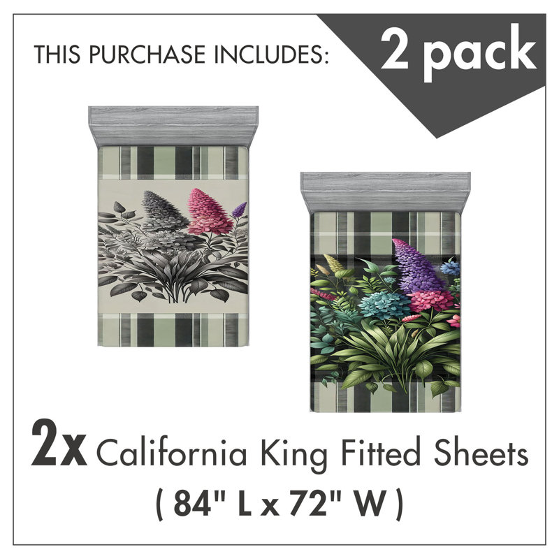 Microfiber Leafy Art Fitted Sheet, California King Fitted Sheet