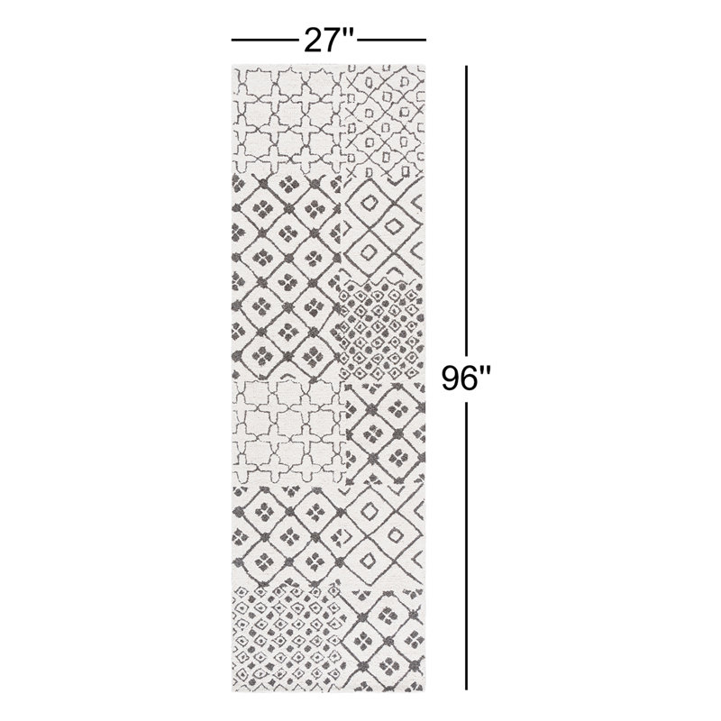 Geometric Hand-Tufted Wool and Cotton Area Rug, Runner 2'3" x 8'