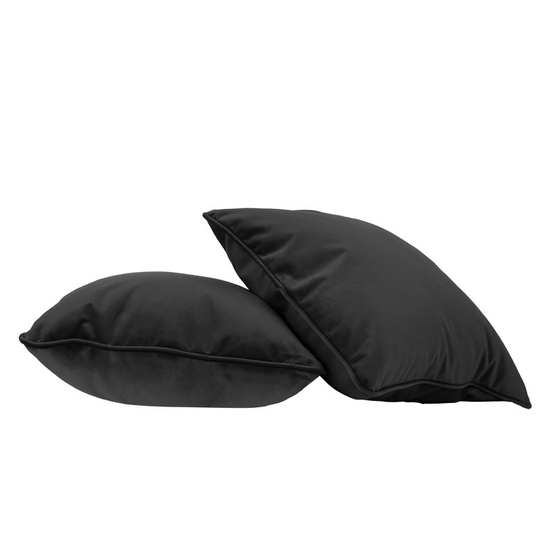 Rectangle Lumbar Microfiber Pillow with Piping, 2-pack, Onyx, Square 18"
