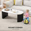 Coffee Table, Centre Table with Marble-Effect Top, Black-1471884852
