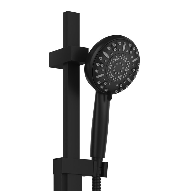 Retreat 4-in Multi-function Showerhead Shower System with Slide Bar and Multi-function Handshower 1.8 GPM, Matte Black