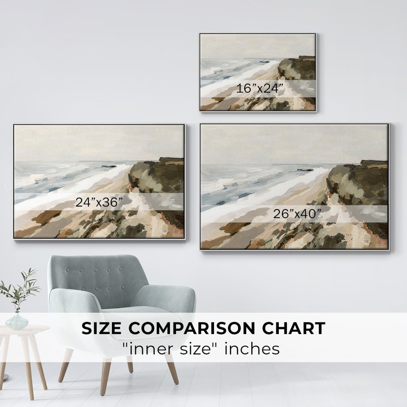 «Bluff Bay I», reproduction encadrée sur toile, H 17 po x l 25 po x P 2 po, Blanc