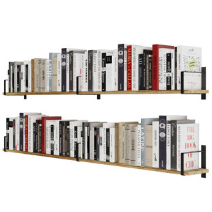 Black Floating Shelves Set of 2, 12 Inch Command Strip Shelf for Bedroom,  Kitche