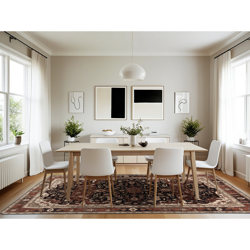 Machine Washable Persian Brown Area Rug, Rectangle 7' x 10'