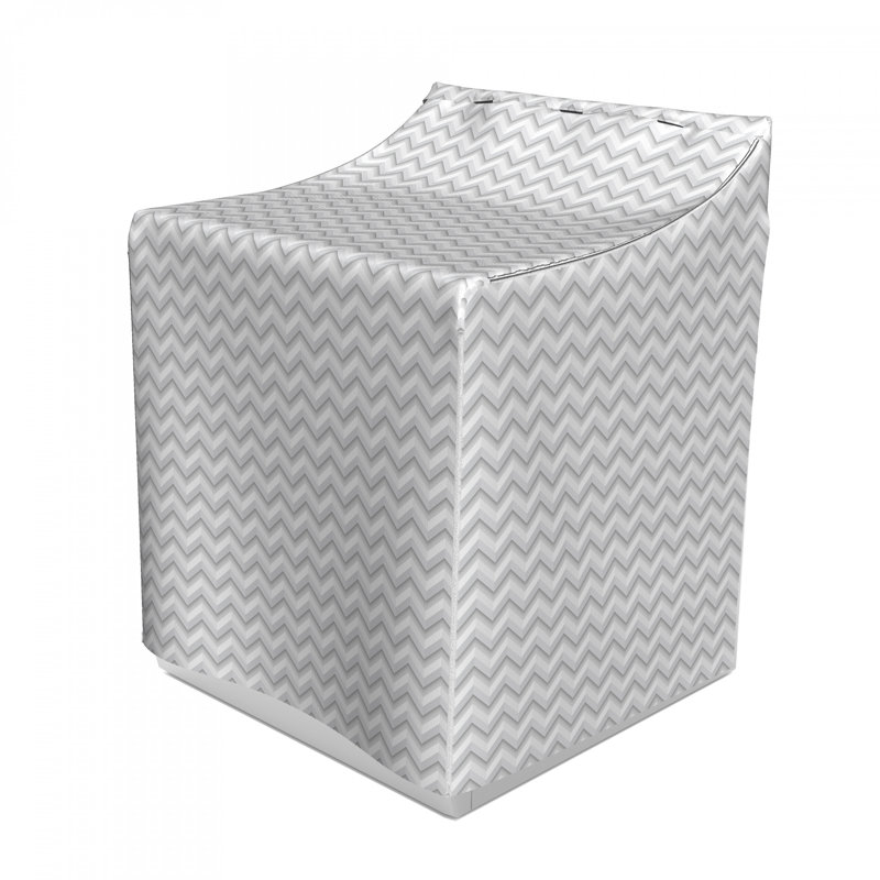 Housse de machine à laver minimaliste à motif abstrait à motif à angle simple zig zag chevron many, Gris clair