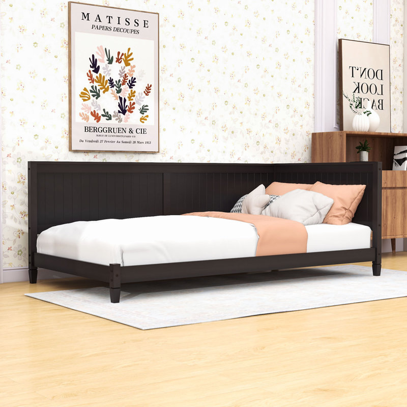 Modern Twin Wooden Daybed with Backrest, Espresso, Twin