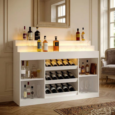 Support à vin de 56,3 po avec éclairage à DEL USB