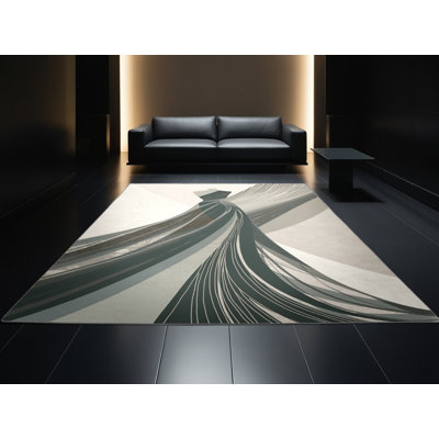 Tapis gris moderne et contemporain lavable à la machine Luray