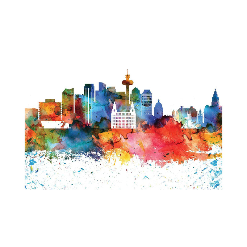 Liverpool Skyline by WallDecorAddict - Wrapped Canvas Painting, 20.32 cm H x 30.48 cm W