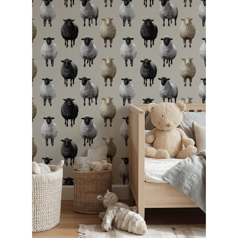 Papier peint neutre à motif de mouton