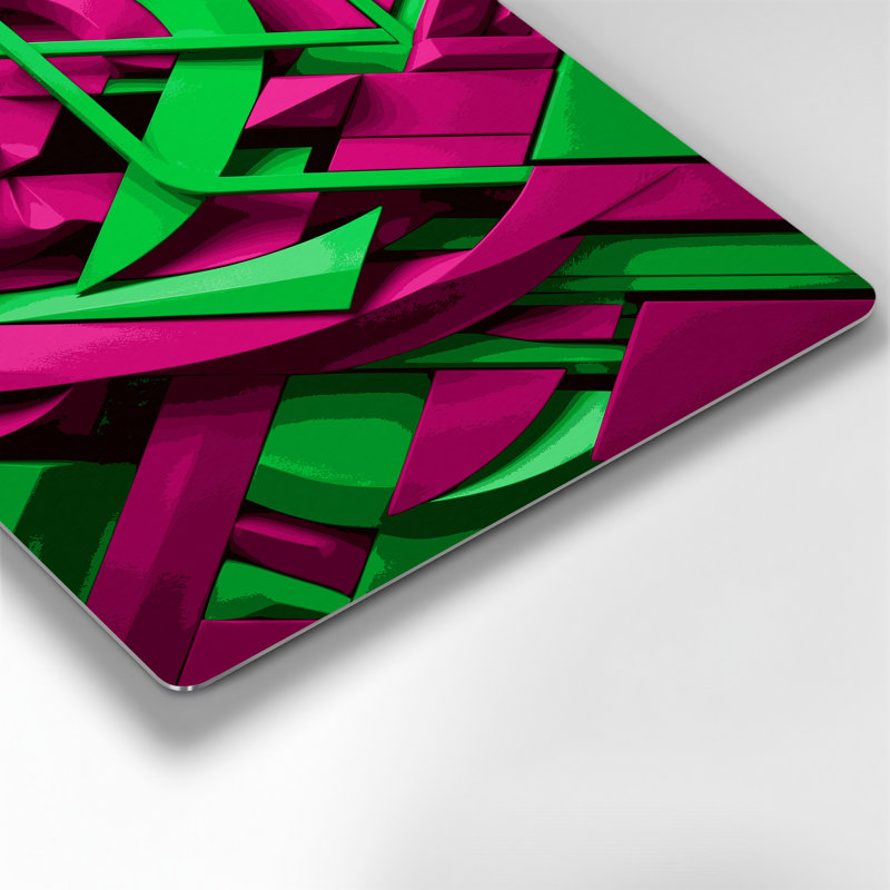 «Geometric Abstraction 43», art mural en métal rose, H 11 po x l 14 po