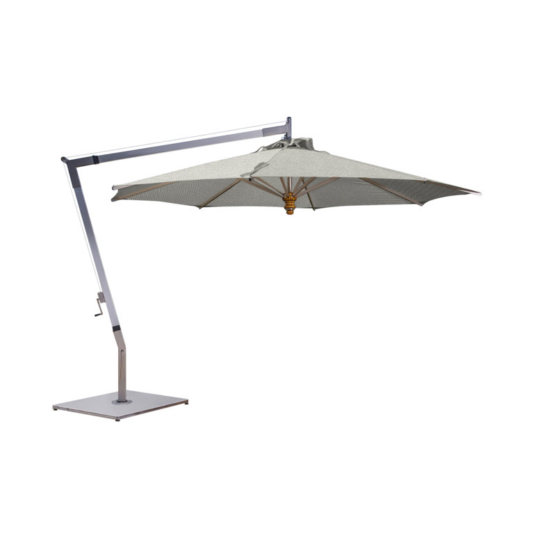 Pendulum 13.1' Round Cantilever Umbrella, Silver Gray, Double Stack Plate - Large