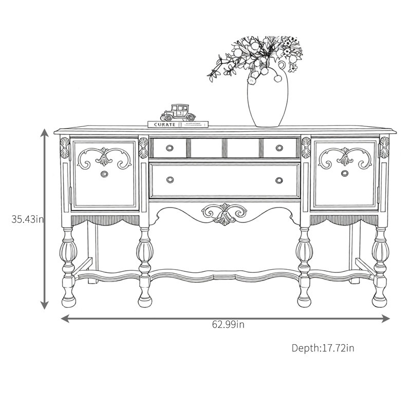 Buffet haut de gamme rétro, Noir