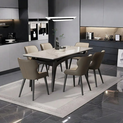 Rock plate dining table and chair combination