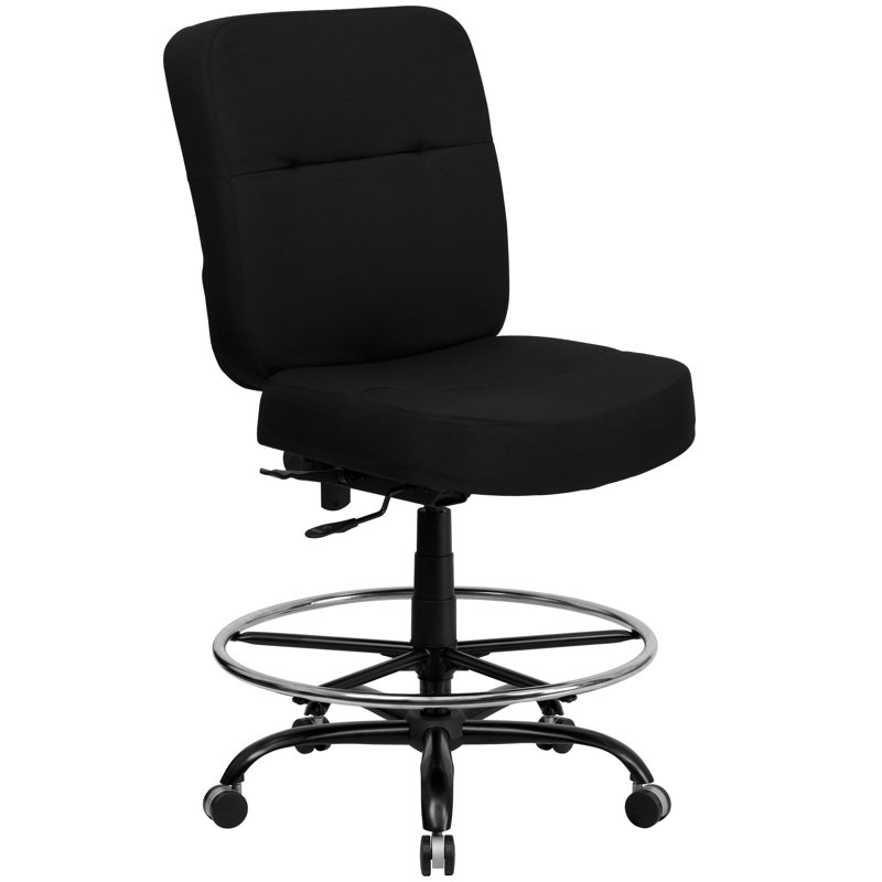 Chaise de dessinateur Delilah Big & Tall 400 lb., Tissu noir