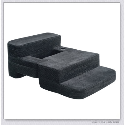 Canapé à compression simple multifonctionnel, convertible en bureau d'ordinateur et bureau simple, revêtement en velours côtelé, siège confortable, idéal pour les employés de bureau