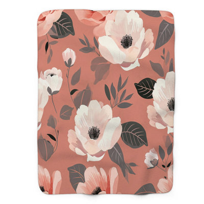 Jeté Blush Blossoms - 1 pièce Sherpa Premium