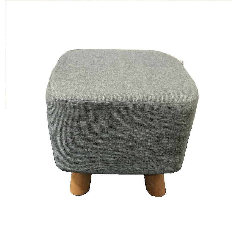 28.5cm Wide Rectangle Solid Colour Footstool Ottoman, Grey